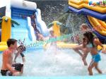 Huge Rent Commercial Inflatable Slide, Blue Sport Water Slide Pool For Adults