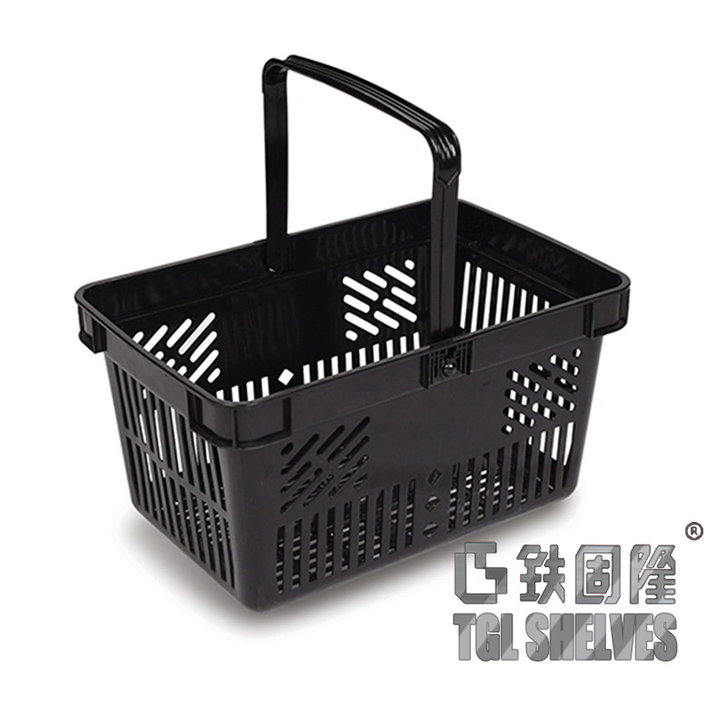 Plastic Black Grocery Shopping Basket 400×285×200mm For Supermarket