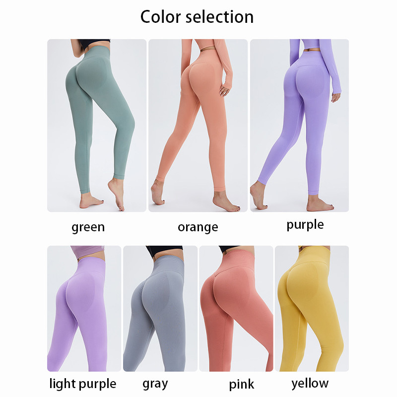 High Waisted Seamless Gym Peach Butt Lifting Leggings Nude 14 Colors S M L Size