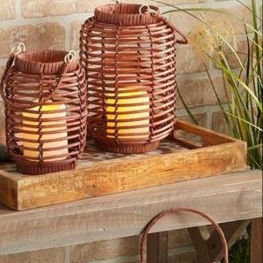 Buy cheap Metal Plastic LED Gift Light Wicker Lantern Set Magnetic Removable LED Candle W Timer from wholesalers