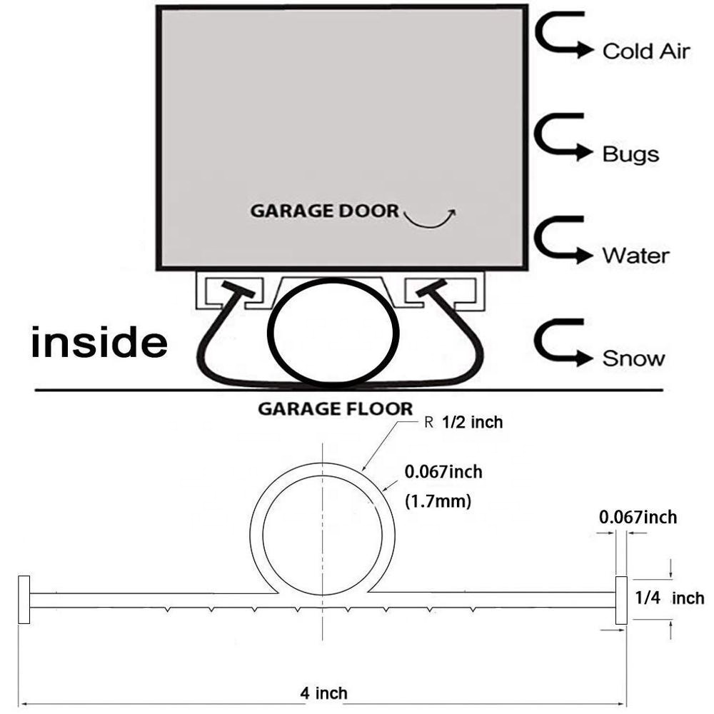 Customer's Request Weatherproof Floor Rubber Strip Garage Door Seal