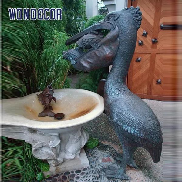 Buy cheap Outdoor Garden Water Fountain Sculpture Bronze Animal Pelican Decoration from wholesalers