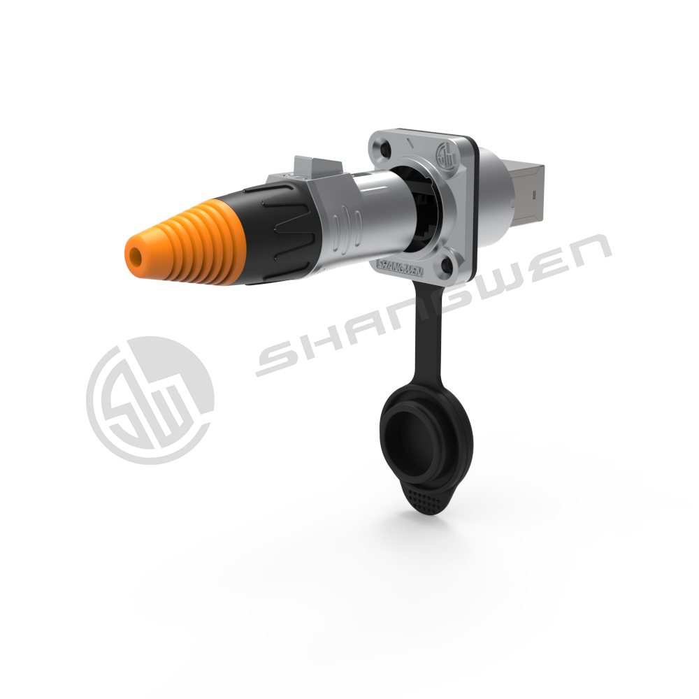 Outdoor Metal IP65 IP67 Waterproof RJ45 Connector Signal Female Male Ethernet Chassis Fiber Optic Cable Connector Ethernet Plug
