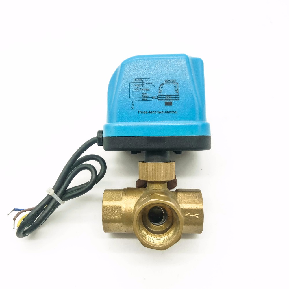 Small Turn On / off Control Brass Water Valve , 3/4" 24volt 2 way Ball Valve