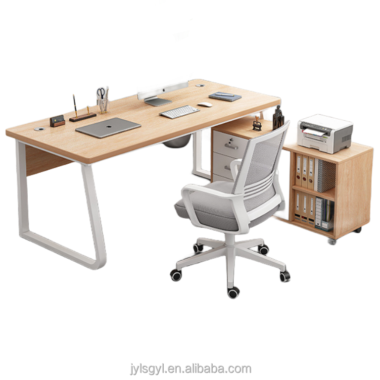 Commercial Furniture Simple Modern Wooden Office Desk and Chair with File Cabinet