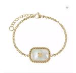 Large Tag 15.7'' Stainless Steel Necklace And Bracelet Set White Fritillary