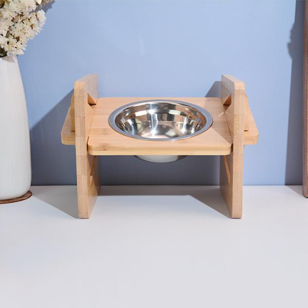Buy cheap Stainless Steel Bamboo Raised Dog Bowl For Single Stand from wholesalers