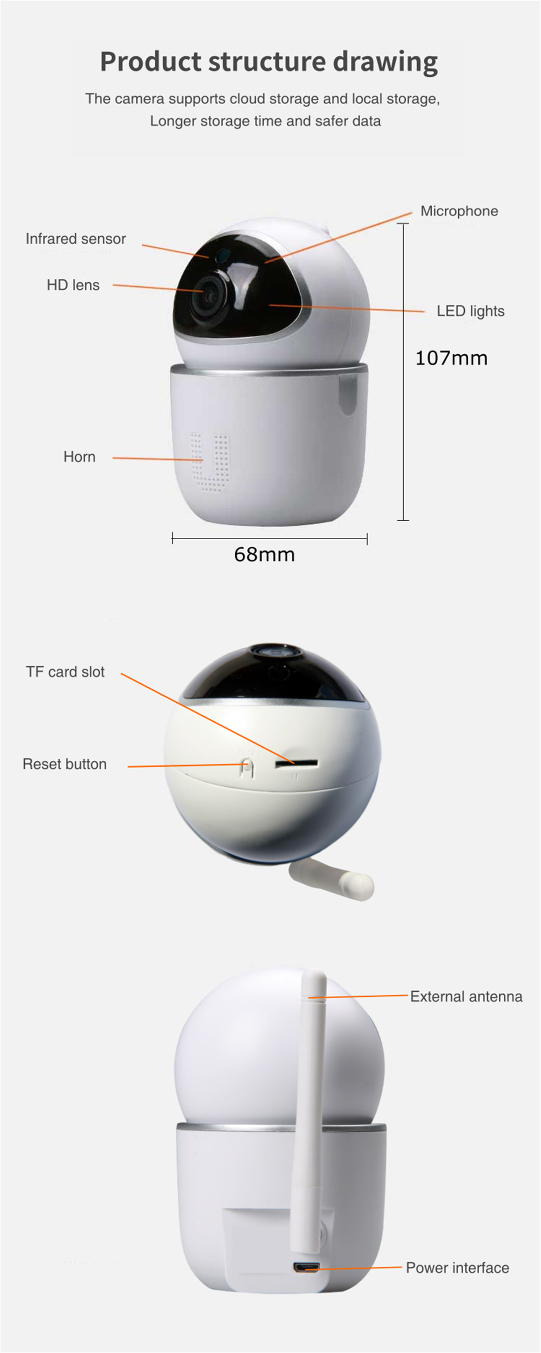 HD 3MP IP Wireless Wi-Fi Smart Camera Night Vision With Speaker Motion Baby Monitoring Home Security