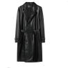Buy cheap Csutom Men Leather Long Black Hip Hop Double Breasted Trench Coat from wholesalers