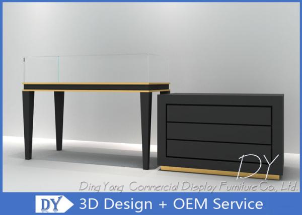 Buy cheap Morden Black Store Jewelry Display Cases Storage With Door And Wooden Shelf Inside from wholesalers