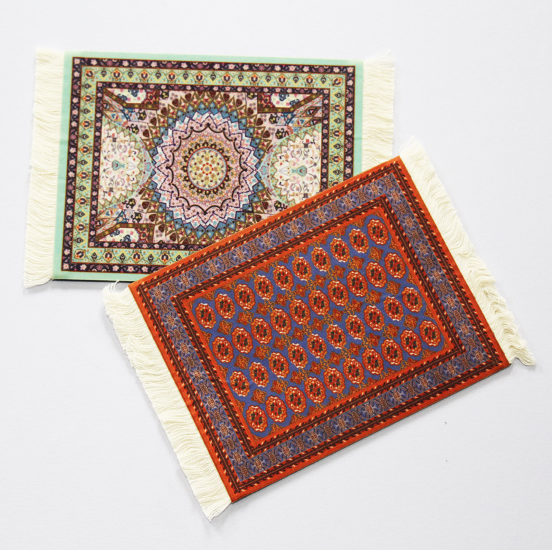 Minglu CM-007 Rubber back Rug Table Coasters Oriental Design Fabric Carpet Drink Mats CoasterRug