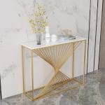 Glossy Narrow Marble Top Console Foyer Table Width 45cm
