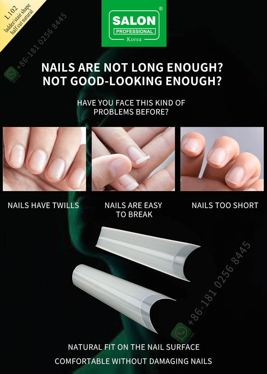 Medium Pre-Shaped Seamless Clear Color Fake Nail Tips For DIY Home Nail Salon 12 Sizes