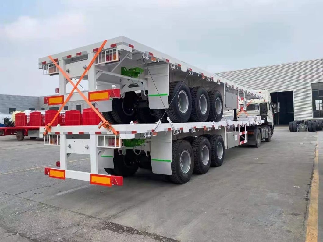 3 Axles 40FT Container Transport Platform Flatbed Semi Trailer with 40 Ton 60 Tons Capacity
