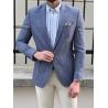 Buy cheap Slim Fit Self Patterned Blue Business Casual Blazer Outfit from wholesalers