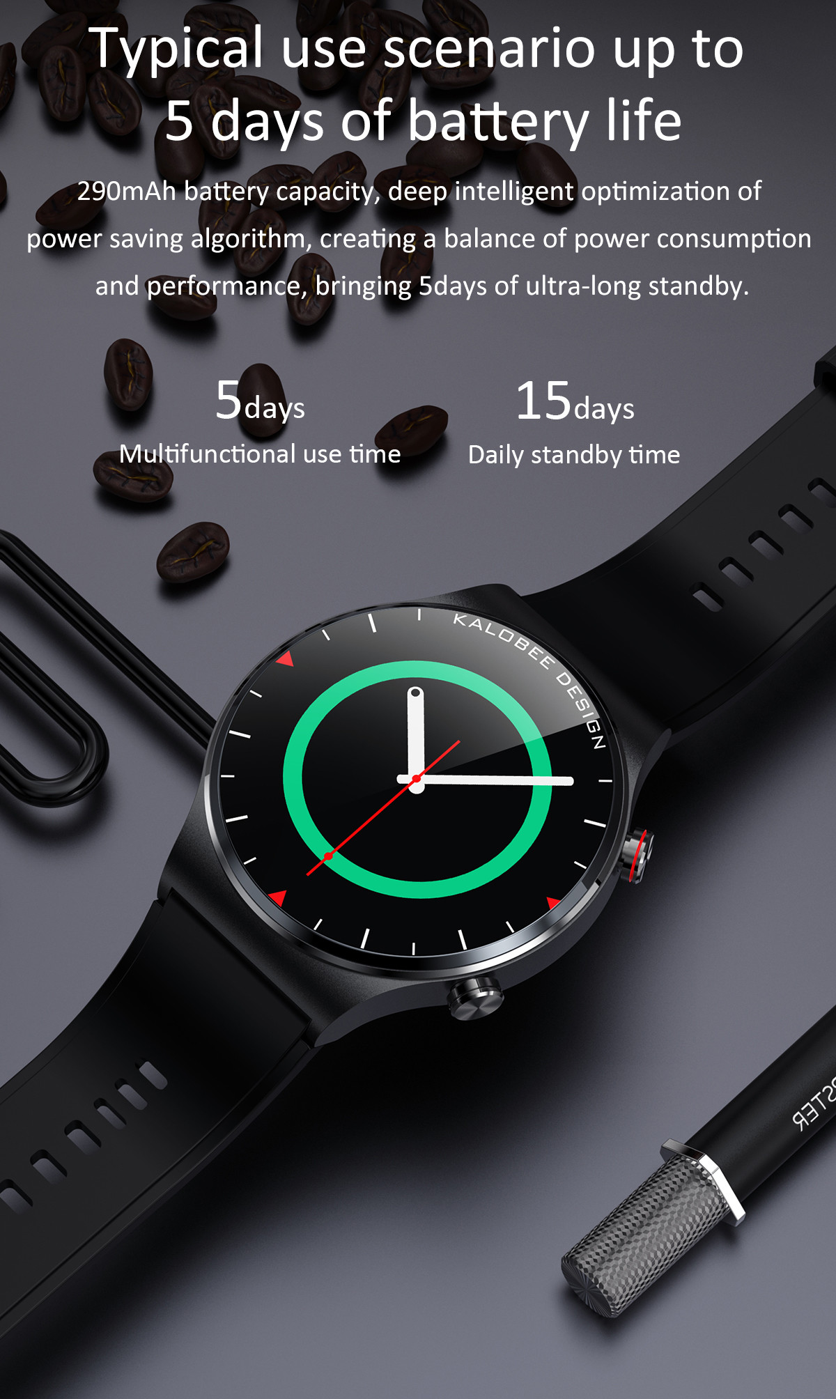 290mAH 1.3 Inch Bluetooth Sport Smartwatch IPS Screen