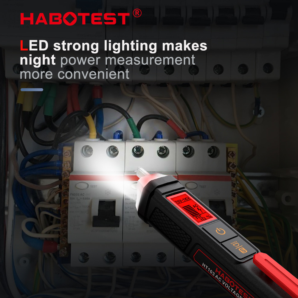 HT103 Voltage Tester 12-1000V Non-Contact Waterptoof Digital AC Voltage Detector Electrical Tester With LCD Display