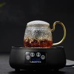 Anti Heat 400ml Tea Cup , Blooming / Loose Leaf Glass Tea Mug With Lid