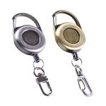 Classic Metal Retractable Badge Clip Key Holder Round Antique Matte Surface