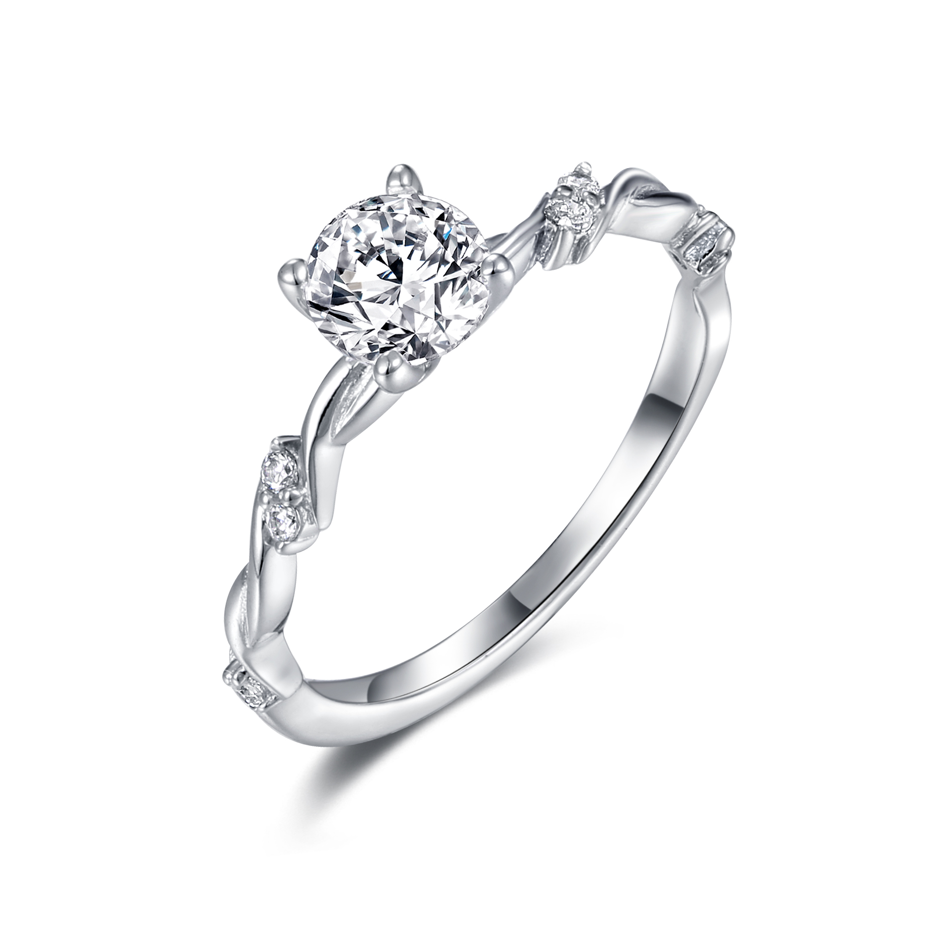 5.5mm Moissanite Round Bezel Set Engagement Ring AAA Grade 925 Sterling Silver