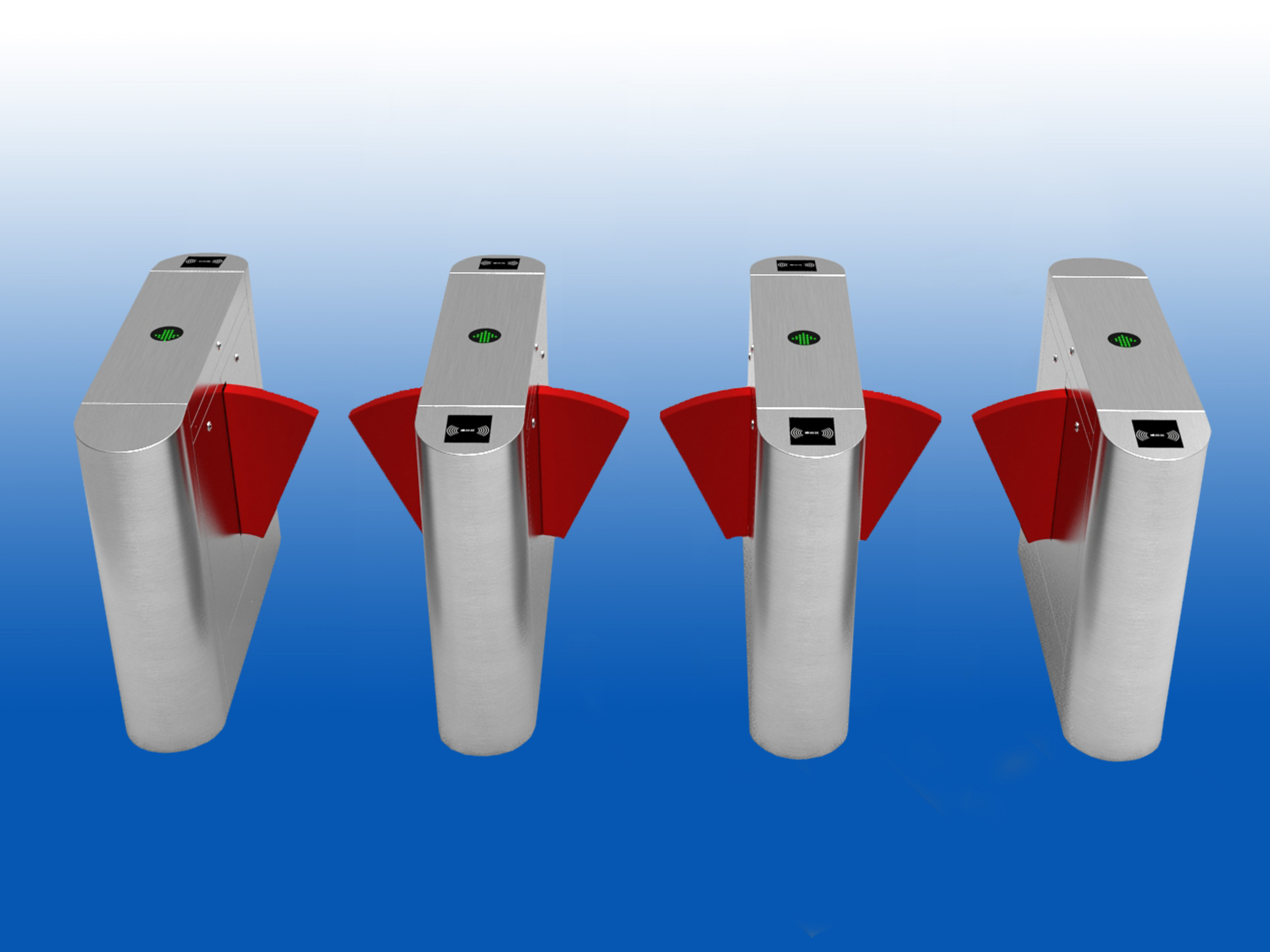 Entrance Control Gate Flap Barrier Red Sector Door RFID Reader Access Control