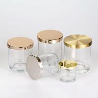 Buy cheap 5oz-18oz Clear Glass Candle Empty Cylinder Vessel Containers With Metal Lid product