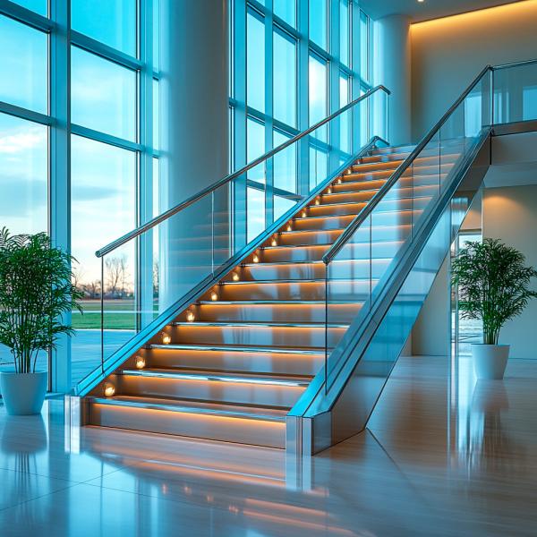 Strong Stainless Steel Handrails with 12mm Side Steel Thickness for Glass