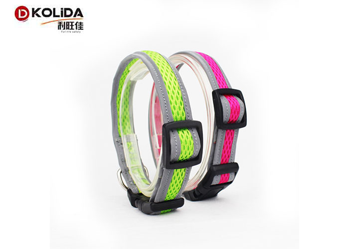 3M Stripe Reflective Dog Collars Duraflex Buckle For Doggie Walking