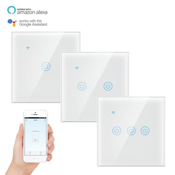 Buy cheap Glass Panal Touch Control Light Switches Wifi Tuya EU 1/2/3 Gang Google Home Alexa from wholesalers