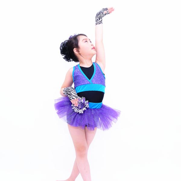 Sporty Jazz Tap Costumes Sequin Vest Glitter Tutu Dress With Black Biketard