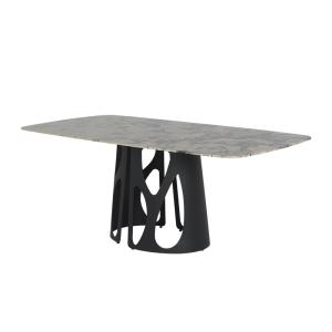 Wholesale Iron Base Rectangle Dining Table Black Coating Marble Dining Room Sets from china suppliers