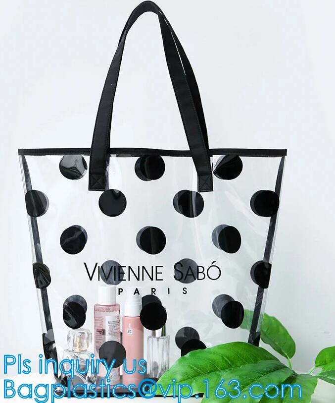 stationery packaging clear pvc handle bag, bag handle pvc beach bag for beach leisure, Handle PVC Bag With Button