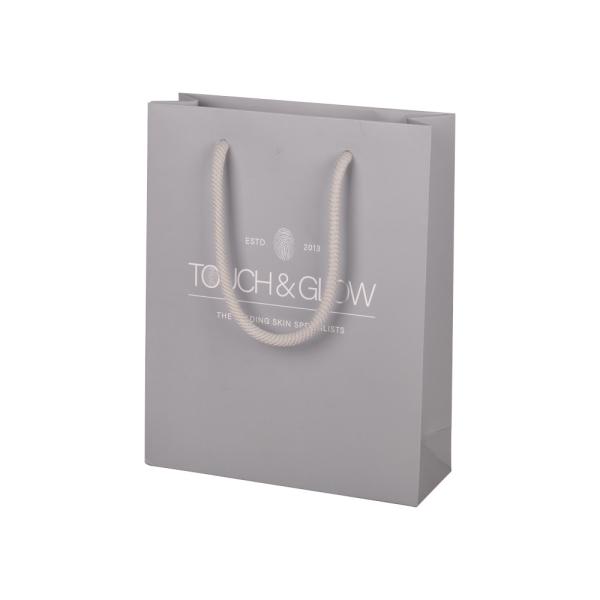 Buy cheap Offset Printing Grey Gift Paper Bags Shopping Packaging With Cotton Rope Handle from wholesalers