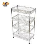 150KGS 12 X 24 Pharmacy Metal Chrome Wire Shelving 4 Shelf Chrome Storage Unit