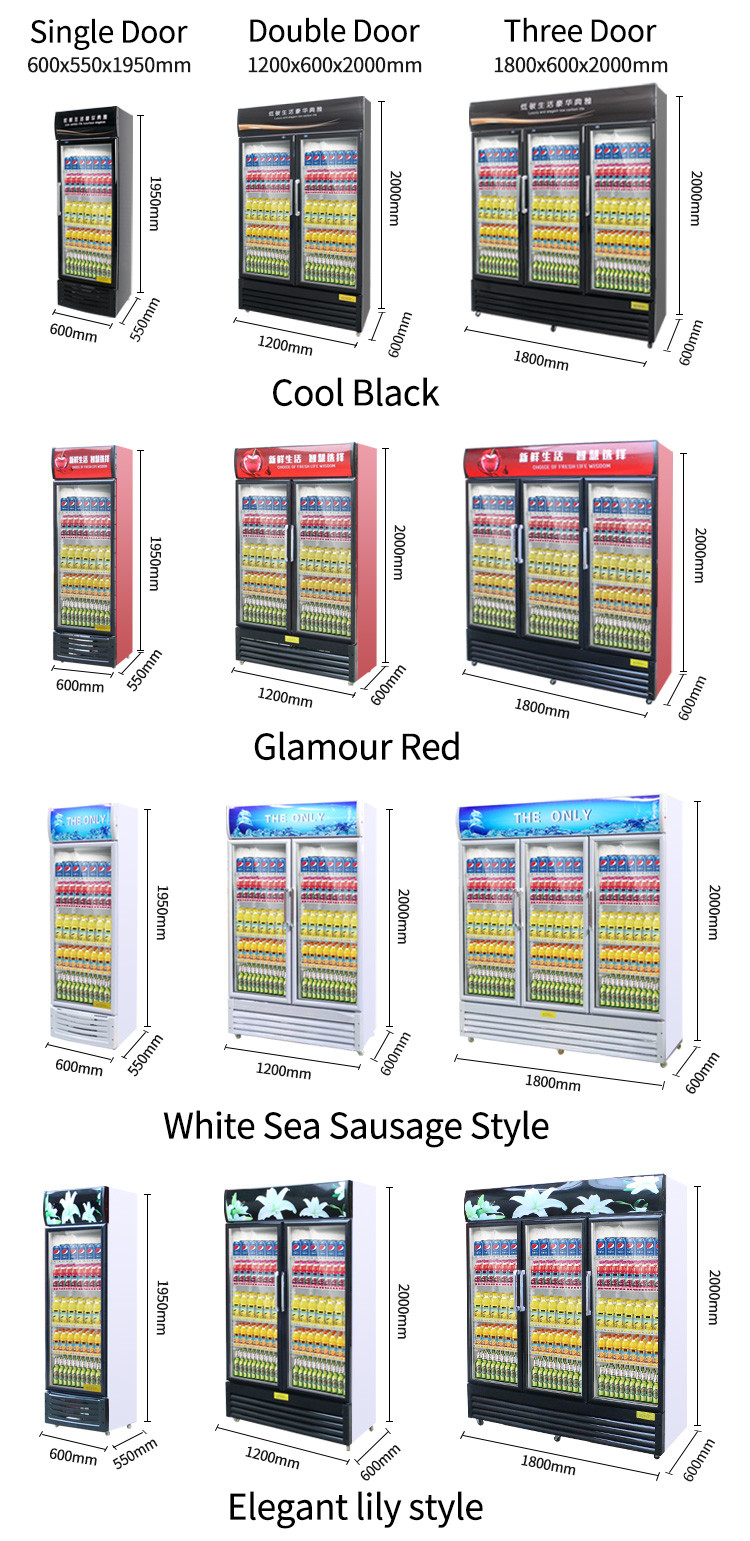 Commercial supermarket cooler upright display single door beverage cooler