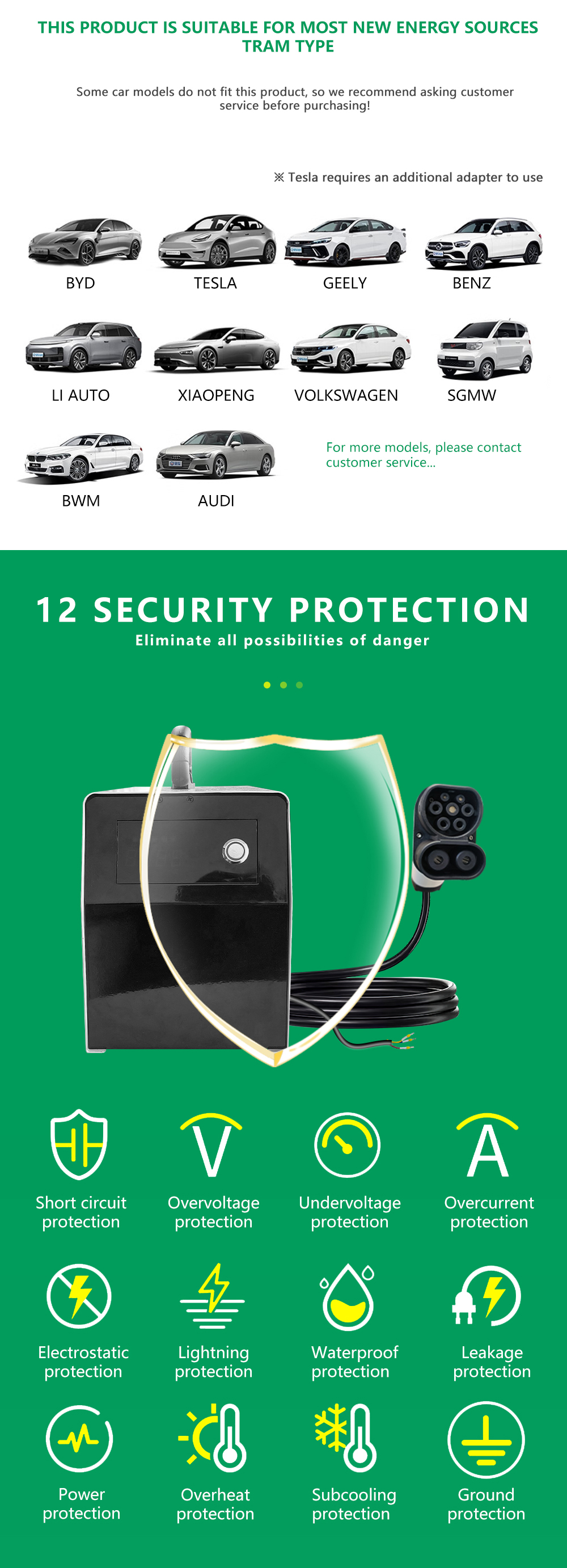E-Mingze CCS2 7KW 32A Portable Electric Car Fast Charger Energy DC Charging Station for Security Overvoltage Protection