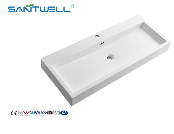 Buy cheap Standard Sizes SW6002-995 Bathroom Sanitary Ware Stone Resin Basins Rectangle Shape Semi-Counter Sinks from wholesalers