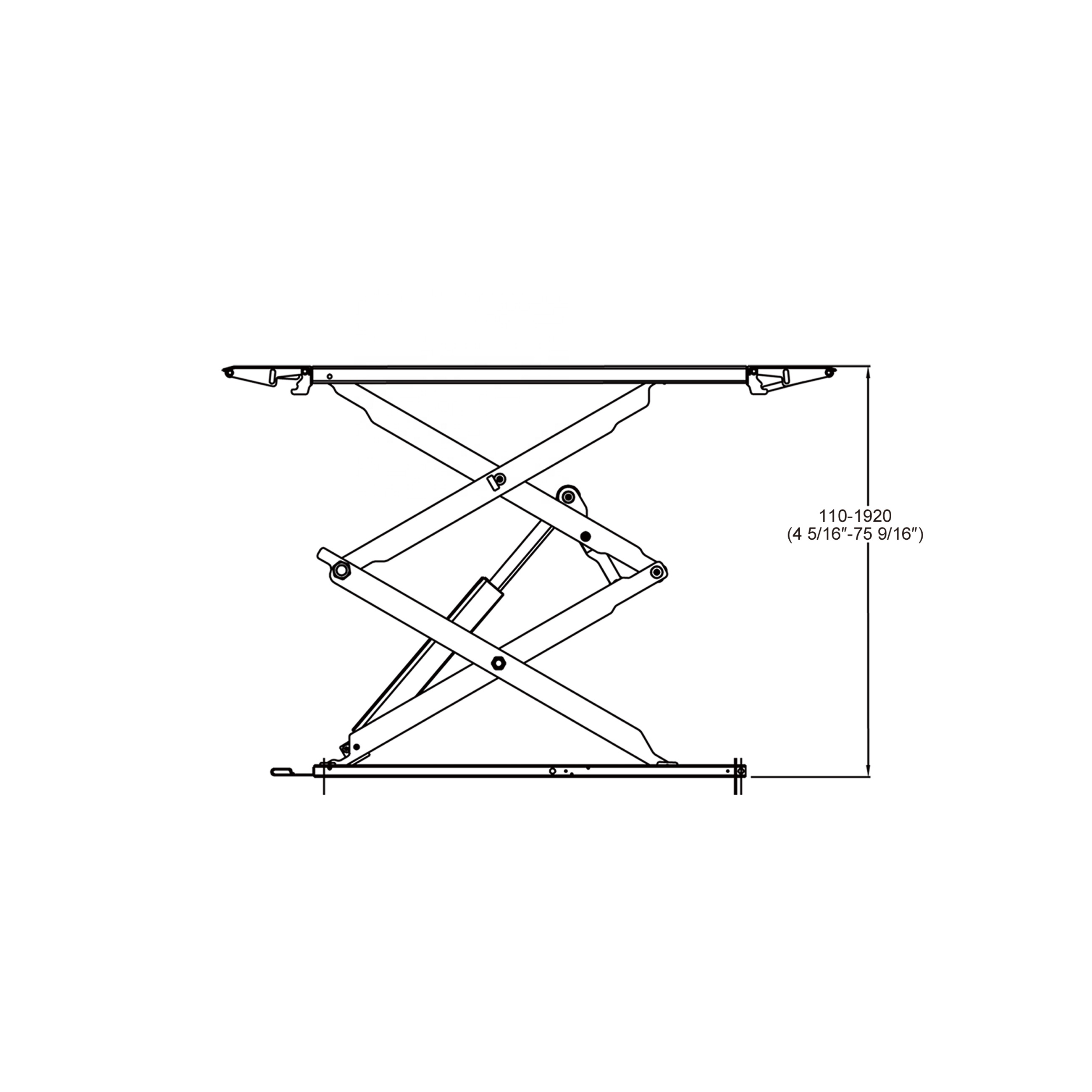 Full Rise Automotive Scissor Lift 1850mm Lifting Height With Pneumatic Safety Lock