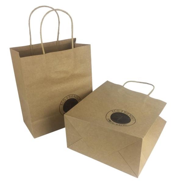 Buy cheap SGS Flexo Printed Brown Kraft Carrying Shopping Bags With Handles from wholesalers