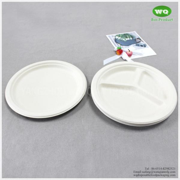 Buy cheap Biodegradable Sugarcane 10 Inch 3-Compartments Plate-HeavyDuty Plate, Natural Disposable Bagasse Plate for Party,Picnic from wholesalers