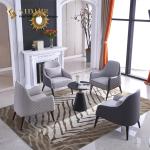 72cm Comfortable Dark Grey Leather Armchair With Solid Wood Legs
