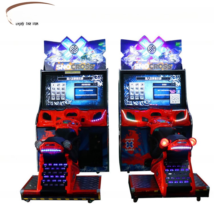 Indoor Game Center Resort Motorbike Arcade Machine Snocross Racing Games 400w