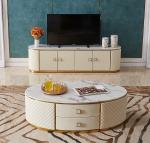 1.4m Customized Coffee Table Round Matted Marble Top