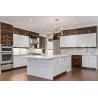 Buy cheap 50mm High Gloss Kitchen Island Storage Cabinets Blue And White Carcase from wholesalers