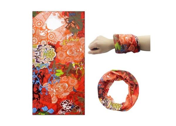 Orange Motorbike Tubular Headwear Sublimation Printing Breathable Not Deformatio