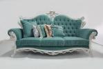 Green Executive Classic Wooden Antique Sofa Set One Seater Leather Couch
