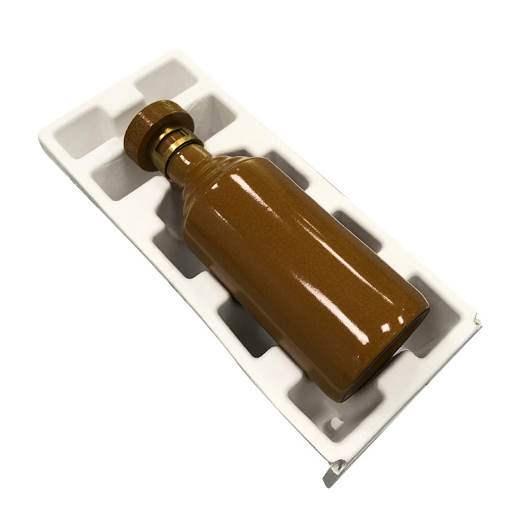 Biodegradable Recycled Paper Tray Bagasse Material Wine Bottle Inserts Molded Pulp Packaging