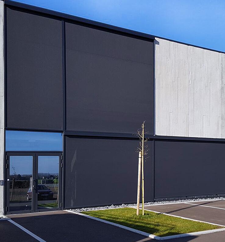 Outdoor Sunshade Motorized Smart Zip Track Blinds / Roller Zip Track Outdoor Roller Blinds