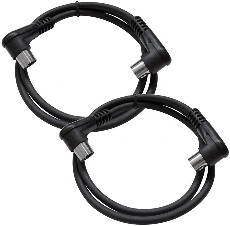 1m 2m 3m Shield Right Angle Male to Male 5 Pin Din Connector MIDI Extension Cable