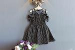 Toddlers Round Neck Summer Black And White Polka Dot Strapless Dress For Girls